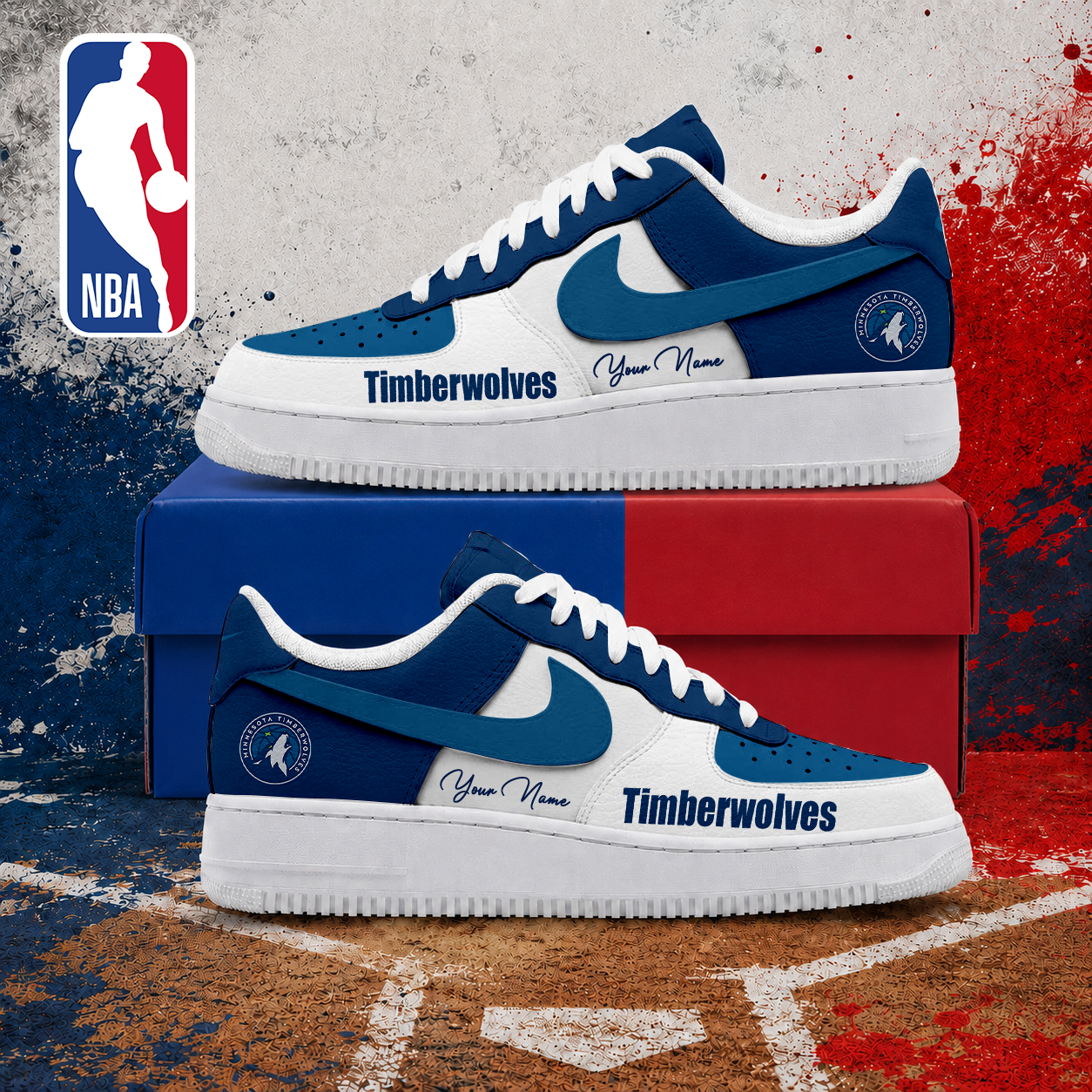 MEGA SALE - NEW CUSTOMIZED NBA05 MTW MINNESOTA TIMBERWOLVES AF1 SNEAKERS