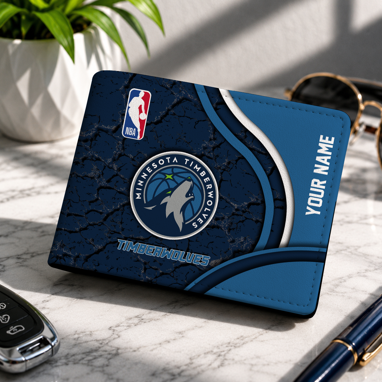 VIRAL EDITION - NEW CUSTOMIZED NBA05 MTW MINNESOTA TIMBERWOLVES LEATHER WALLET