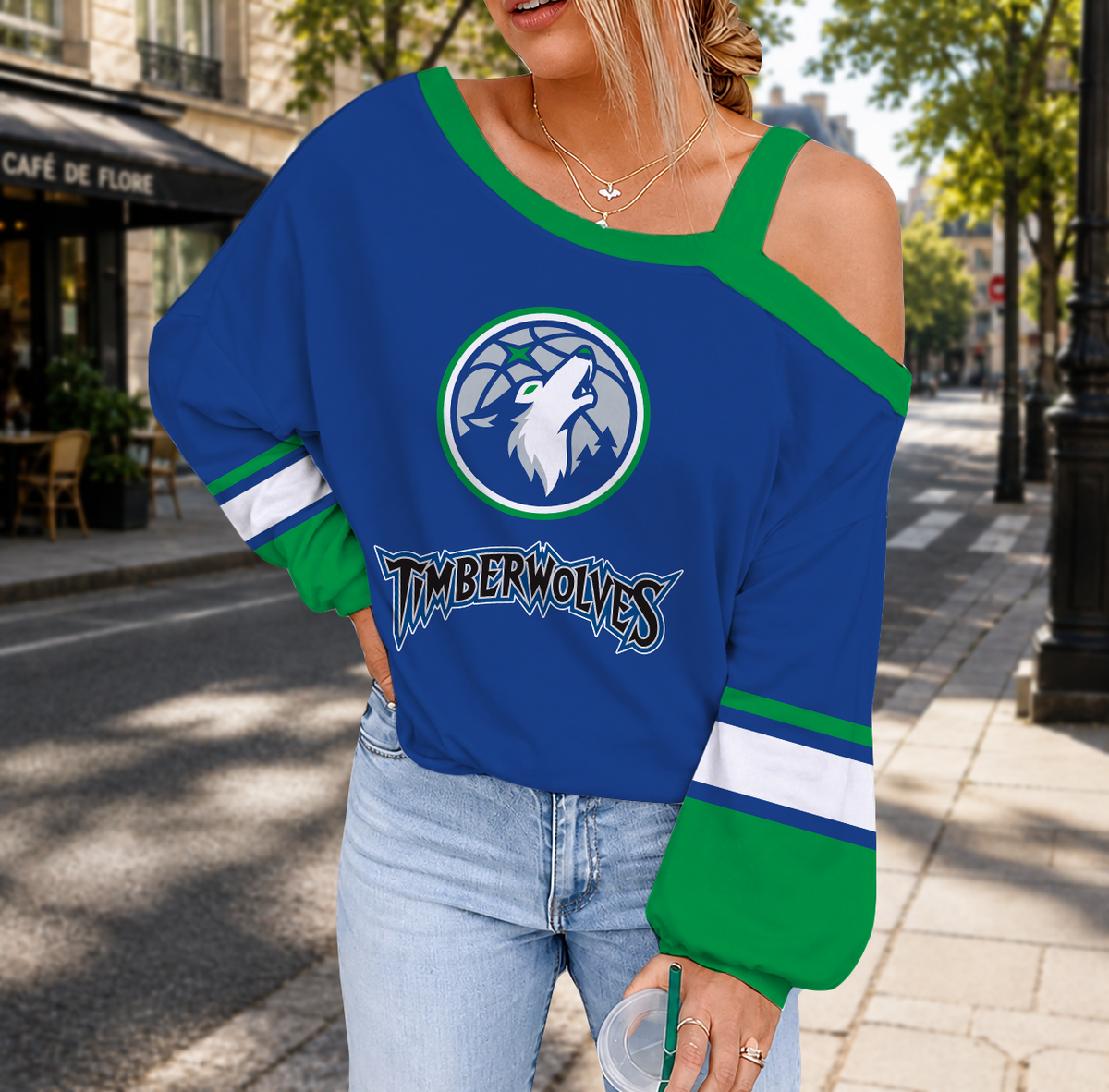 LIMITED EDITION - NEW CUSTOMIZED NBA05 MTW MINNESOTA TIMBERWOLVES DROP SHOULDER SWEATSHIRT