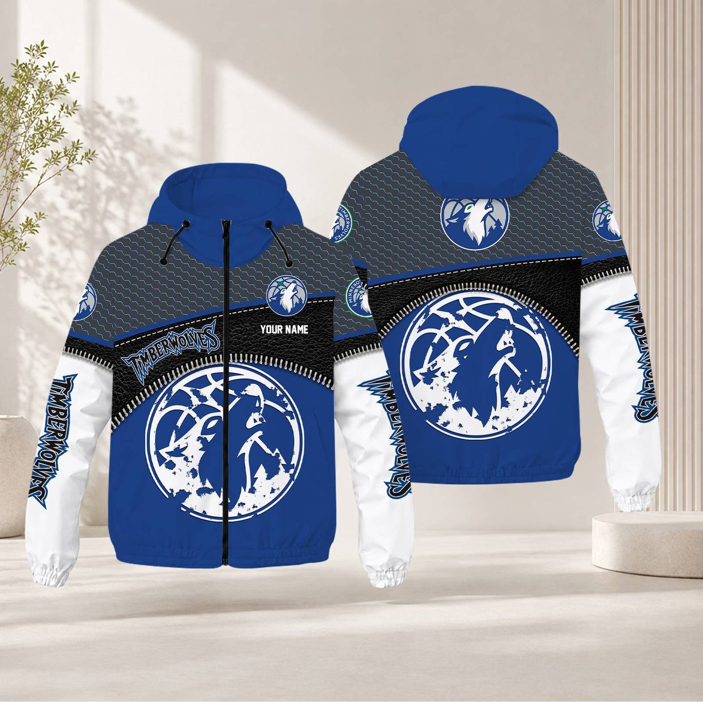 LIMITED EDITION - NEW CUSTOMIZED NBA05 MTW MINNESOTA TIMBERWOLVES WINDBREAKER JACKET