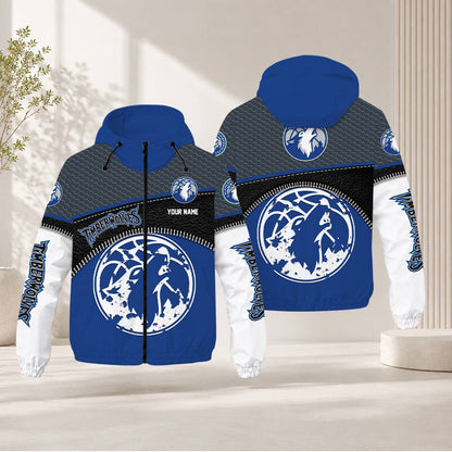 LIMITED EDITION - NEW CUSTOMIZED NBA05 MTW MINNESOTA TIMBERWOLVES WINDBREAKER JACKET