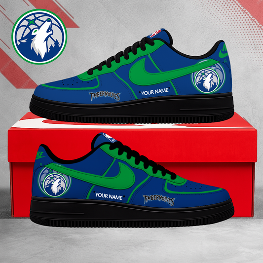LIMITED EDITION - NEW CUSTOMIZED NBA05 MTW MINNESOTA TIMBERWOLVES AF1 SNEAKERS
