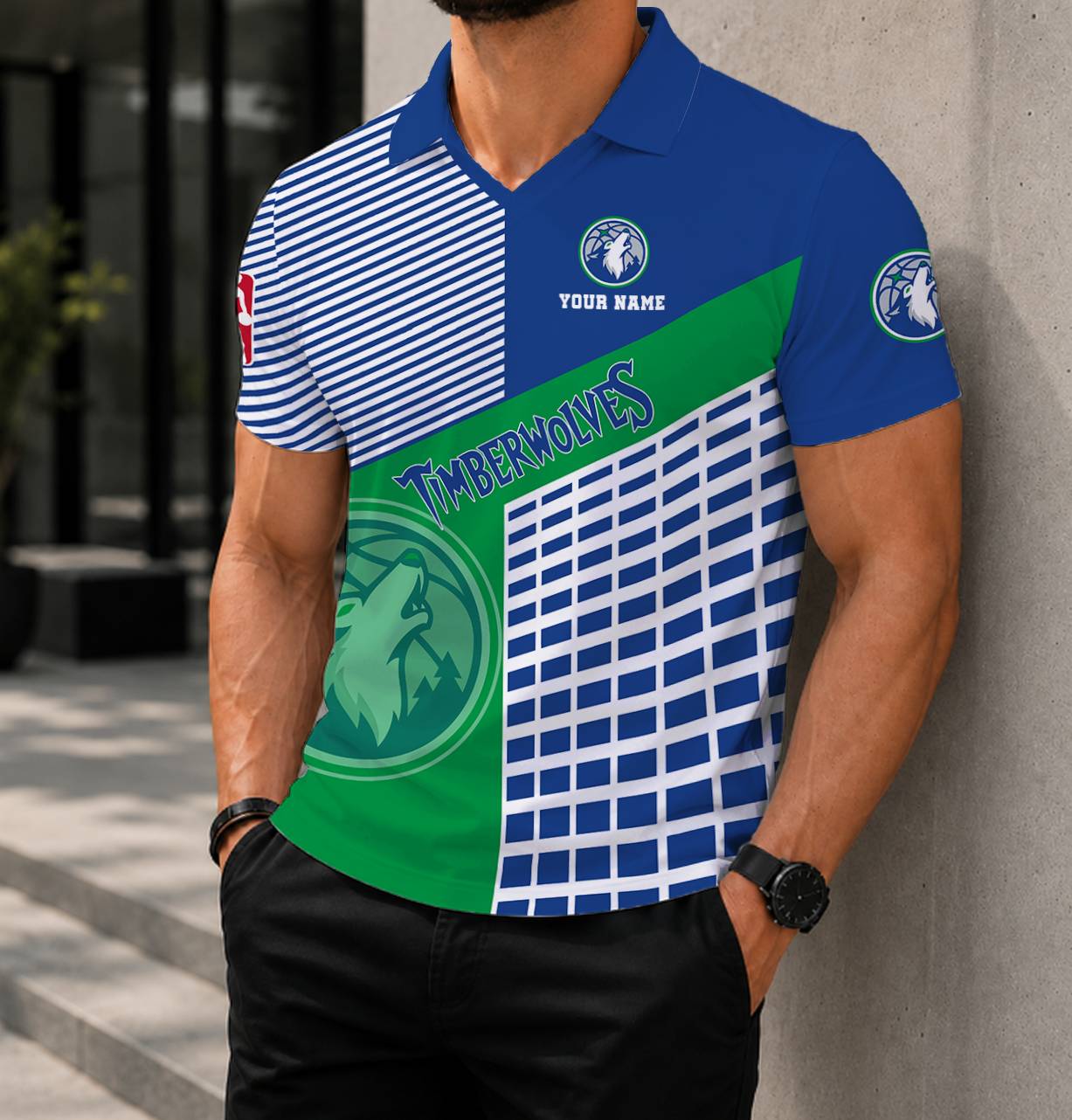 LIMITED EDITION - NEW CUSTOMIZED NBA05 MTW MINNESOTA TIMBERWOLVES POLO SHIRT