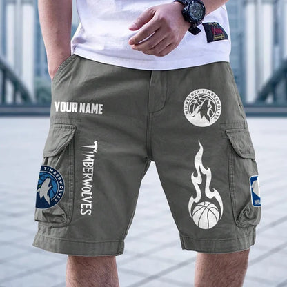[HOT DEAL] NEW CUSTOMIZED NBA05 MTW MINNESOTA TIMBERWOLVES CARGO SHORTS