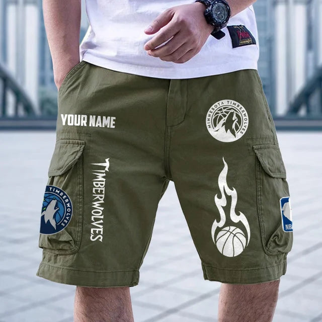 [HOT DEAL] NEW CUSTOMIZED NBA05 MTW MINNESOTA TIMBERWOLVES CARGO SHORTS