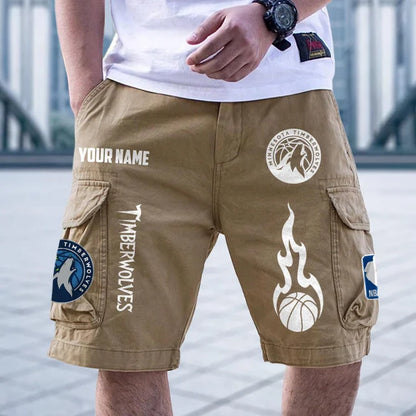 [HOT DEAL] NEW CUSTOMIZED NBA05 MTW MINNESOTA TIMBERWOLVES CARGO SHORTS