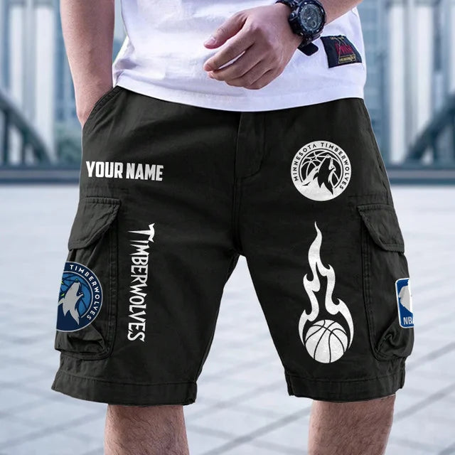 [HOT DEAL] NEW CUSTOMIZED NBA05 MTW MINNESOTA TIMBERWOLVES CARGO SHORTS