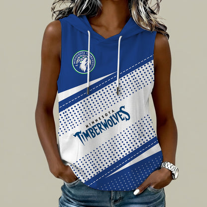 [HOT DEAL] NEW CUSTOMIZED NBA05 MTW MINNESOTA TIMBERWOLVES  WOMEN'S SLEEVELESS HOODED POCKET TANK TOP