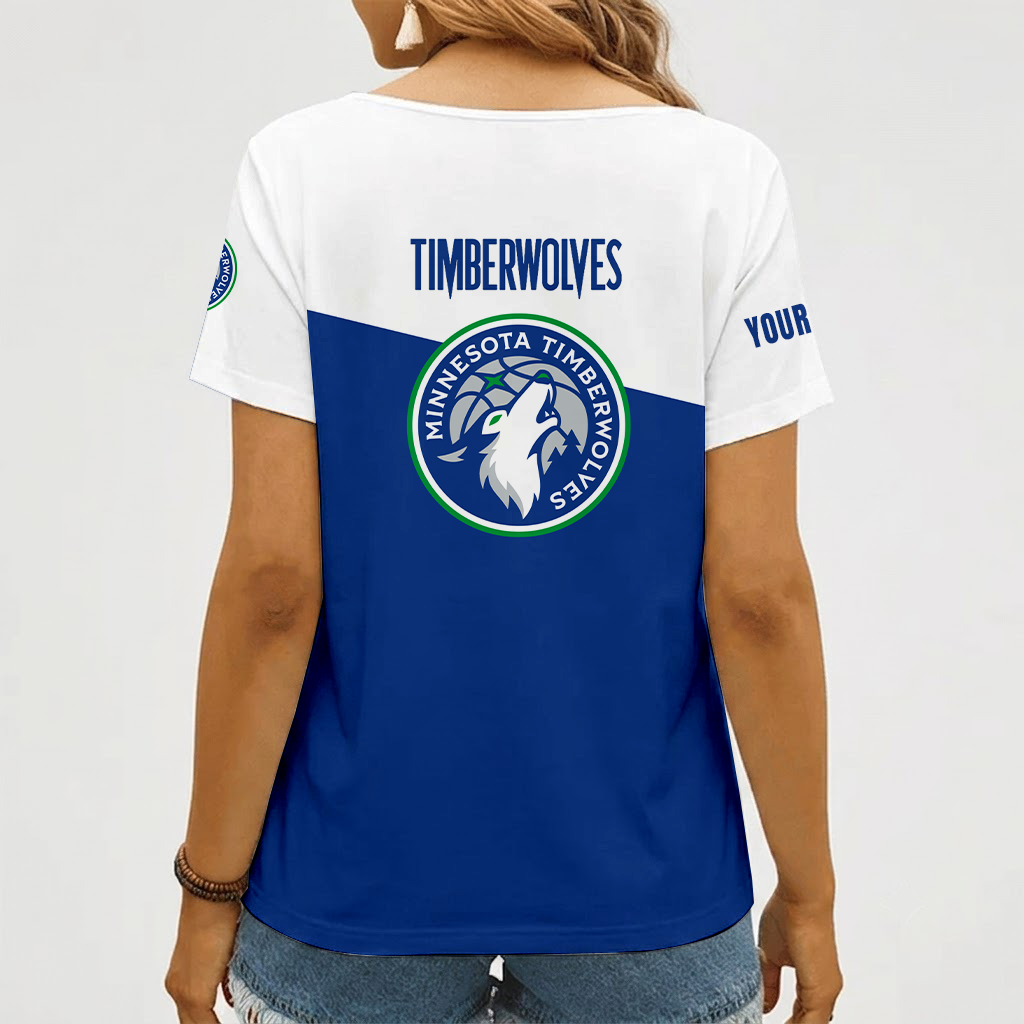 [HOT DEAL] NEW CUSTOMIZED NBA05 MTW MINNESOTA TIMBERWOLVES V-NECK FEMALE SHIRT
