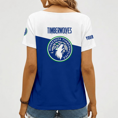 [HOT DEAL] NEW CUSTOMIZED NBA05 MTW MINNESOTA TIMBERWOLVES V-NECK FEMALE SHIRT