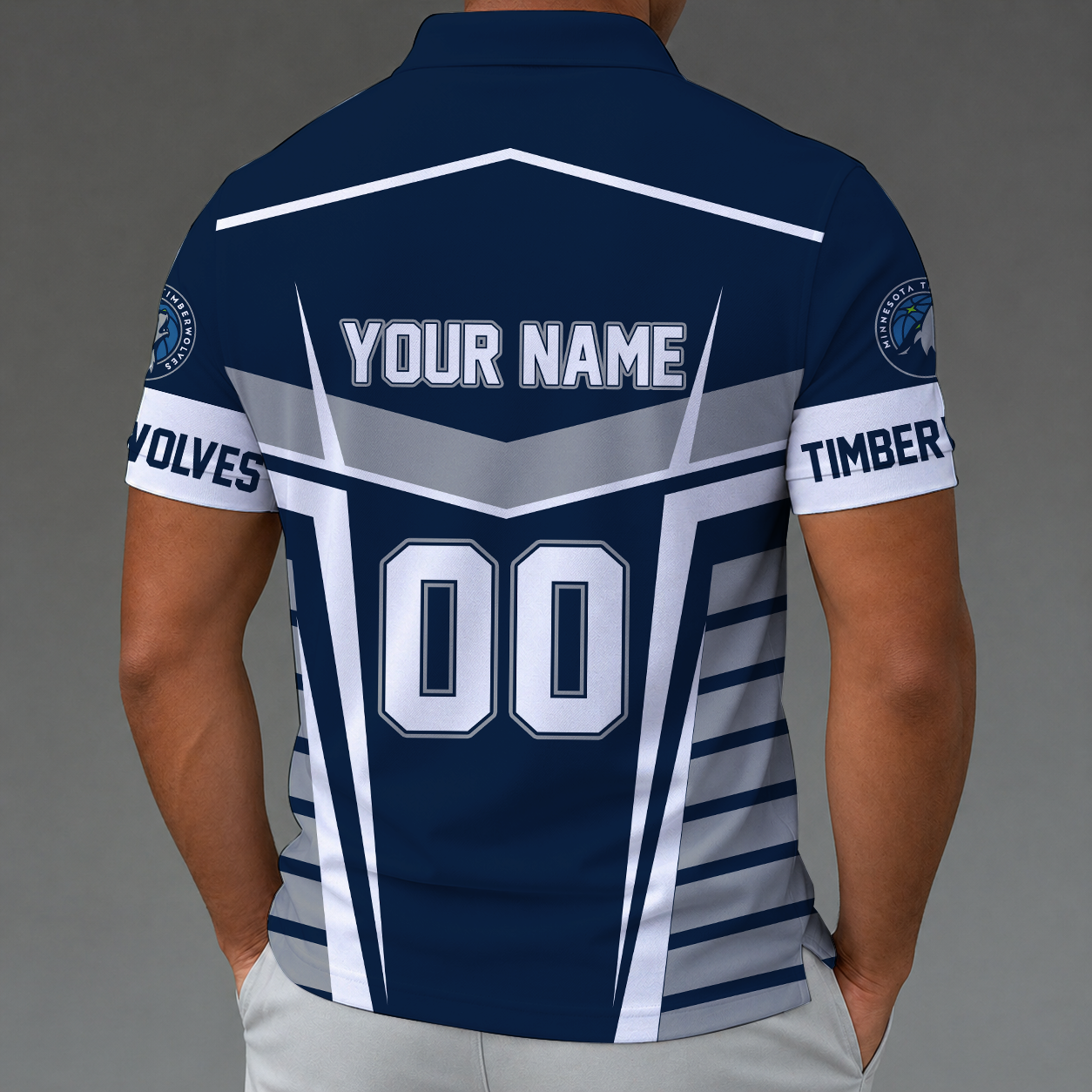 [HOT DEAL] NEW CUSTOMIZED NBA05 MTW MINNESOTA TIMBERWOLVES ZIP POLO SHIRT