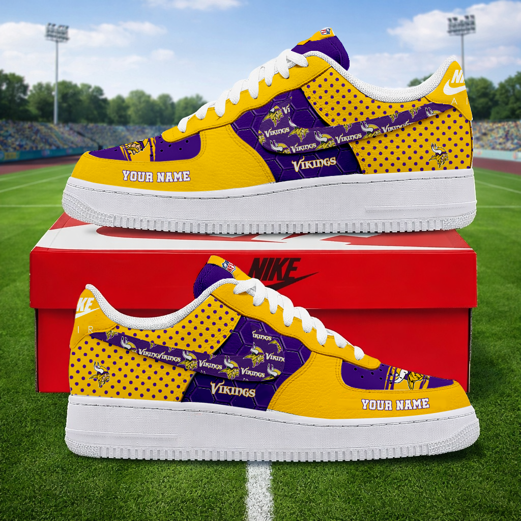 LIMITED EDITION - NEW CUSTOMIZED NFL05 MVK MINNESOTA VIKINGS AF1 SNEAKERS