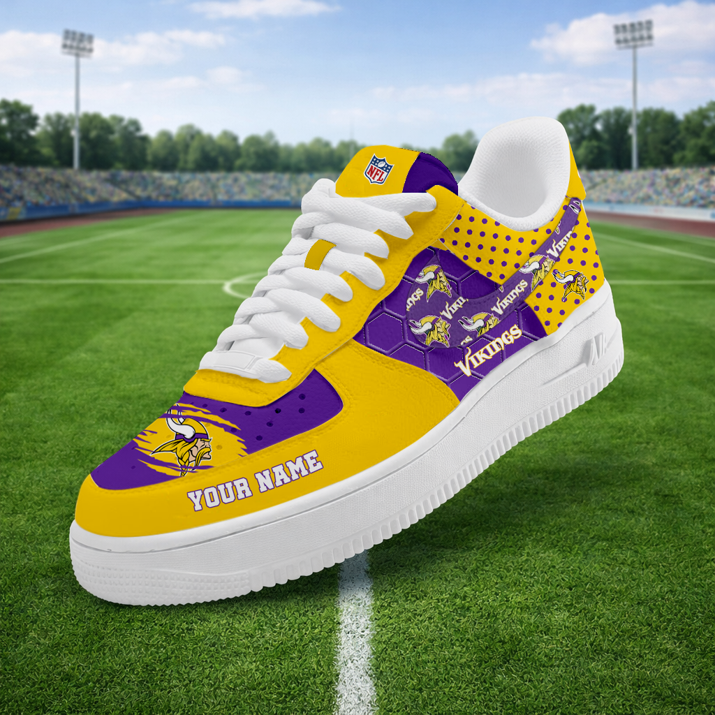 LIMITED EDITION - NEW CUSTOMIZED NFL05 MVK MINNESOTA VIKINGS AF1 SNEAKERS