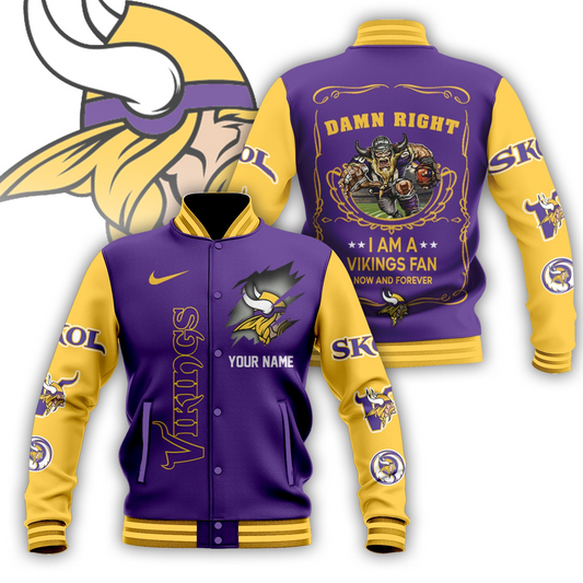 LIMITED EDITION - NEW CUSTOMIZED NFL05 MVK MINNESOTA VIKINGS BASEBALL JACKET