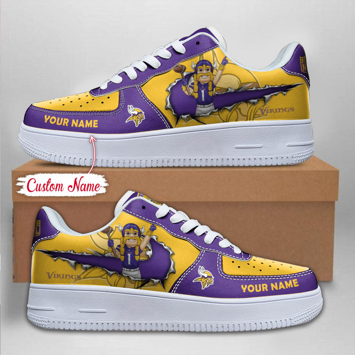 LIMITED EDITION - NEW CUSTOMIZED NFL05 MVK MINNESOTA VIKINGS AF1 SNEAKERS