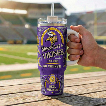 LIMITED EDITION - NEW CUSTOMIZED NFL05 MVK MINNESOTA VIKINGS 40OZ TUMBLER