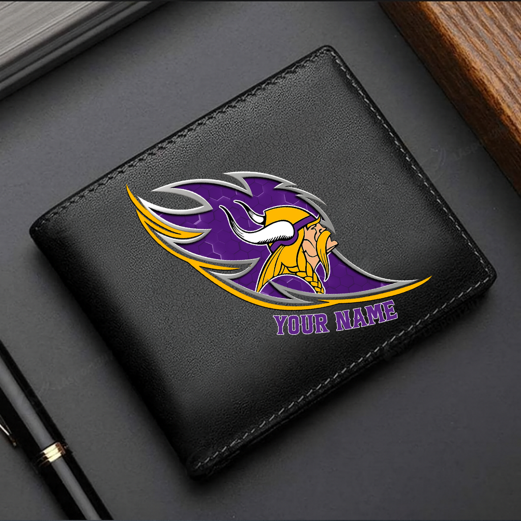 LIMITED EDITION - NEW CUSTOMIZED NFL05 MVK MINNESOTA VIKINGS LEATHER WALLET