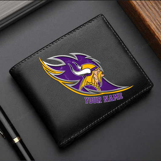 LIMITED EDITION - NEW CUSTOMIZED NFL05 MVK MINNESOTA VIKINGS LEATHER WALLET