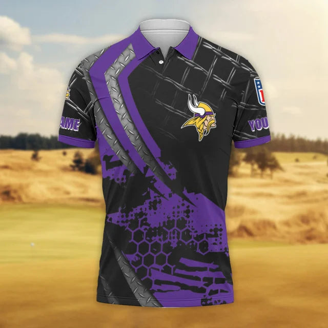 LIMITED EDITION - NEW CUSTOMIZED NFL05 MVK MINNESOTA VIKINGS POLO SHIRT