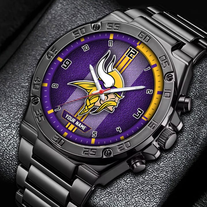 LIMITED EDITION - NEW CUSTOMIZED NFL05 MVK MINNESOTA VIKINGS LUXURY STAINLESS STEEL WATCH