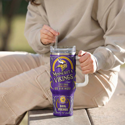 LIMITED EDITION - NEW CUSTOMIZED NFL05 MVK MINNESOTA VIKINGS 40OZ TUMBLER