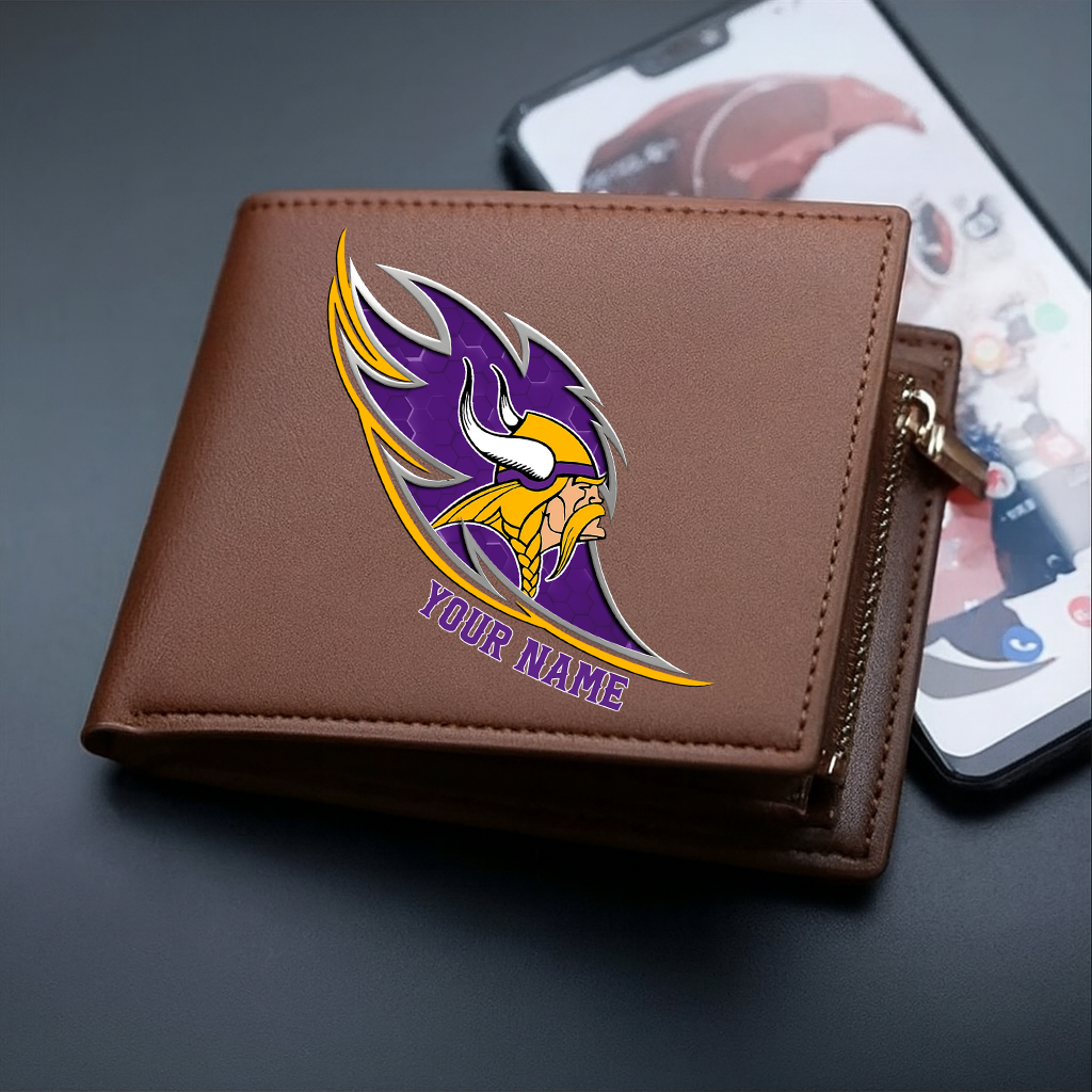 LIMITED EDITION - NEW CUSTOMIZED NFL05 MVK MINNESOTA VIKINGS LEATHER WALLET