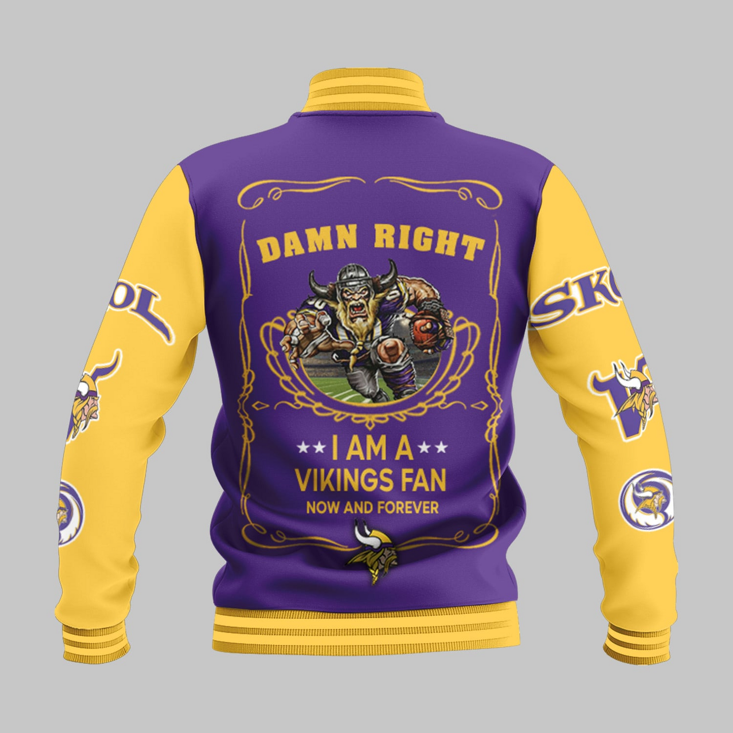LIMITED EDITION - NEW CUSTOMIZED NFL05 MVK MINNESOTA VIKINGS BASEBALL JACKET