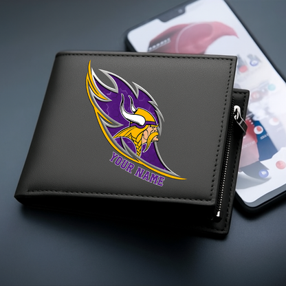 LIMITED EDITION - NEW CUSTOMIZED NFL05 MVK MINNESOTA VIKINGS LEATHER WALLET