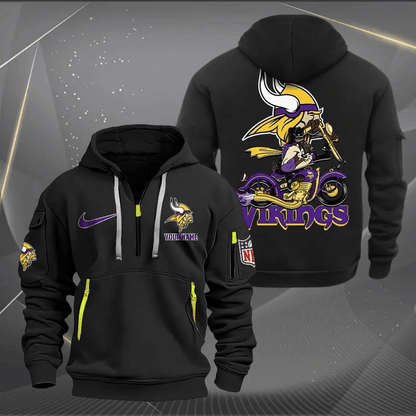 [SPECIAL OFFER] NEW CUSTOMIZED NFL05 MVK MINNESOTA VIKINGS MUTICOLOR QUARTER ZIP HOODIE