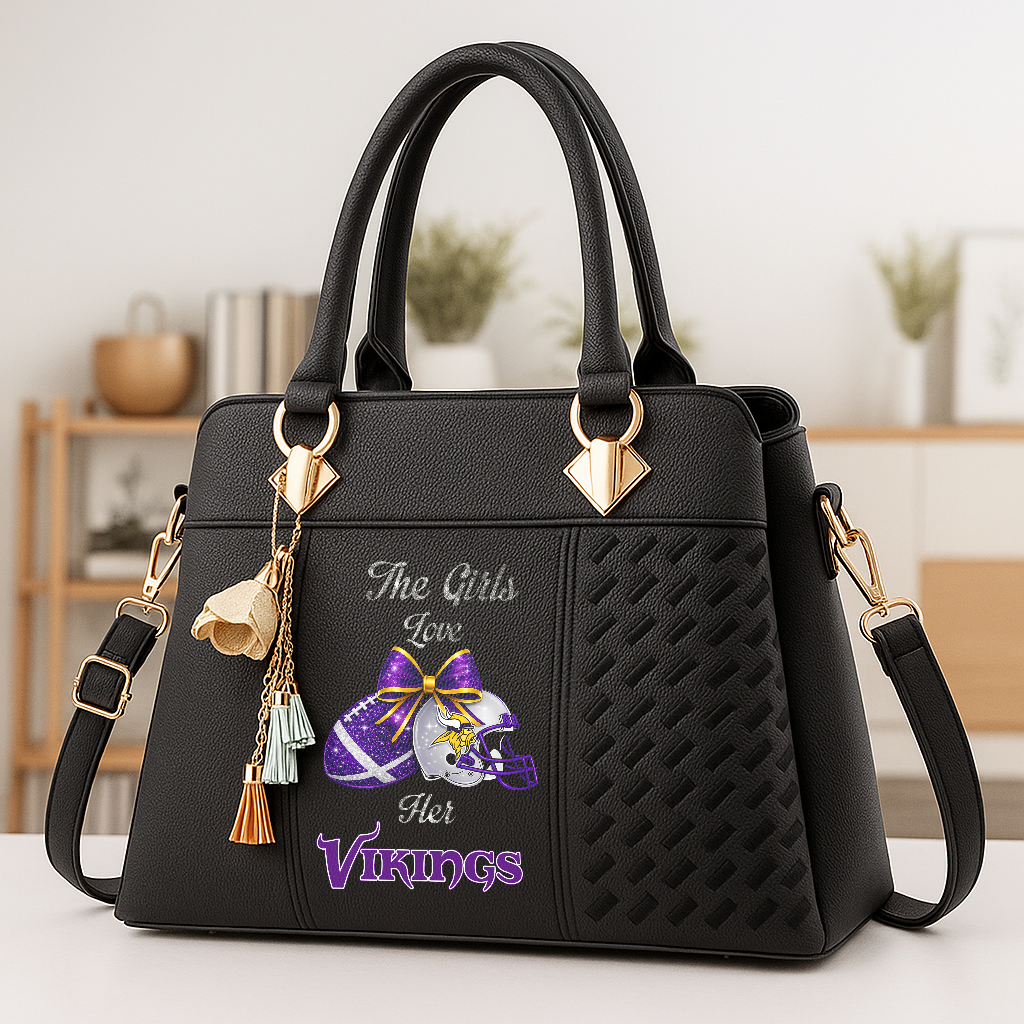 LIMITED EDITION - NEW CUSTOMIZED NFL05 MVK MINNESOTA VIKINGS WOMEN'S ZIP HANDBAG MULTICOLOR