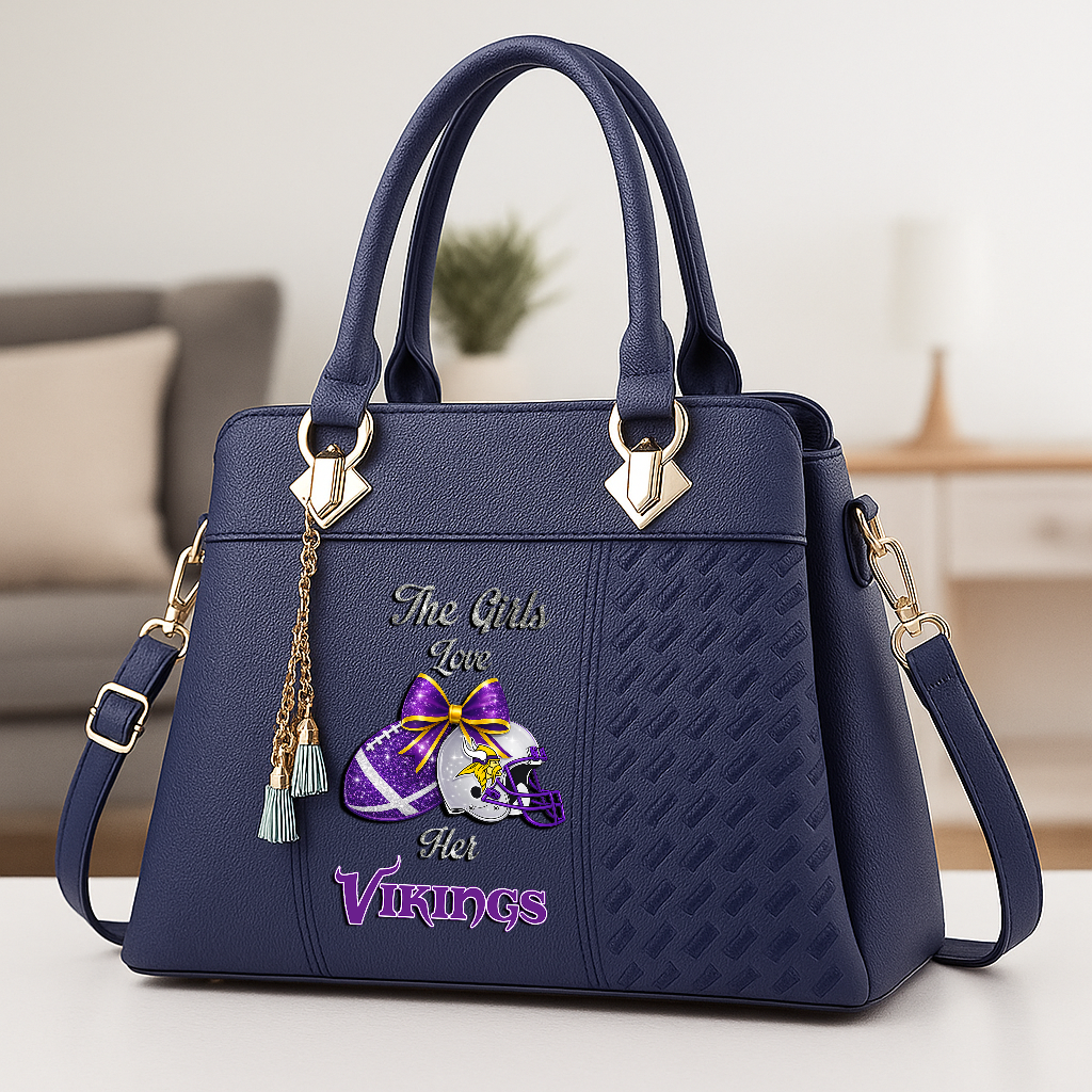 LIMITED EDITION - NEW CUSTOMIZED NFL05 MVK MINNESOTA VIKINGS WOMEN'S ZIP HANDBAG MULTICOLOR