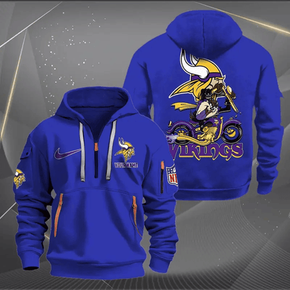 [SPECIAL OFFER] NEW CUSTOMIZED NFL05 MVK MINNESOTA VIKINGS MUTICOLOR QUARTER ZIP HOODIE