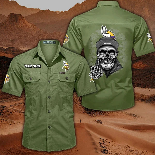 [SPECIAL OFFER] NEW CUSTOMIZED NFL05 MVK MINNESOTA VIKINGS MUTICOLOR MEN'S CARGO SHIRT