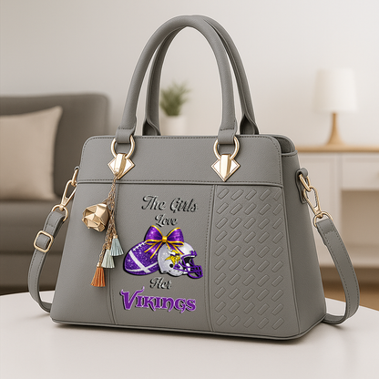 LIMITED EDITION - NEW CUSTOMIZED NFL05 MVK MINNESOTA VIKINGS WOMEN'S ZIP HANDBAG MULTICOLOR