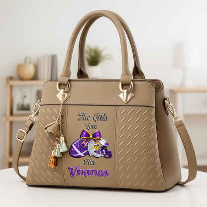 LIMITED EDITION - NEW CUSTOMIZED NFL05 MVK MINNESOTA VIKINGS WOMEN'S ZIP HANDBAG MULTICOLOR