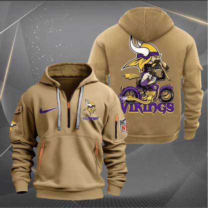 [SPECIAL OFFER] NEW CUSTOMIZED NFL05 MVK MINNESOTA VIKINGS MUTICOLOR QUARTER ZIP HOODIE