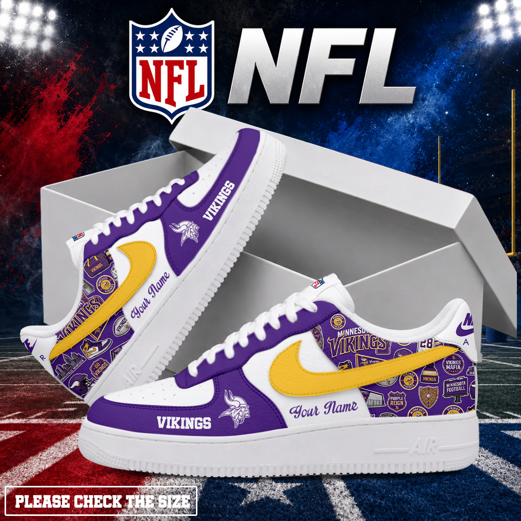 LIMITED EDITION - NEW CUSTOMIZED NFL05 MVK MINNESOTA VIKINGS AF1 SHOES