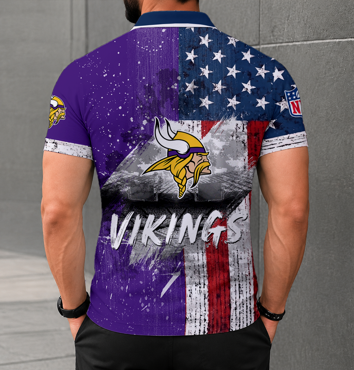 SPECIAL EDITION - NEW CUSTOMIZED NFL05 MVK MINNESOTA VIKINGS POLO SHIRT