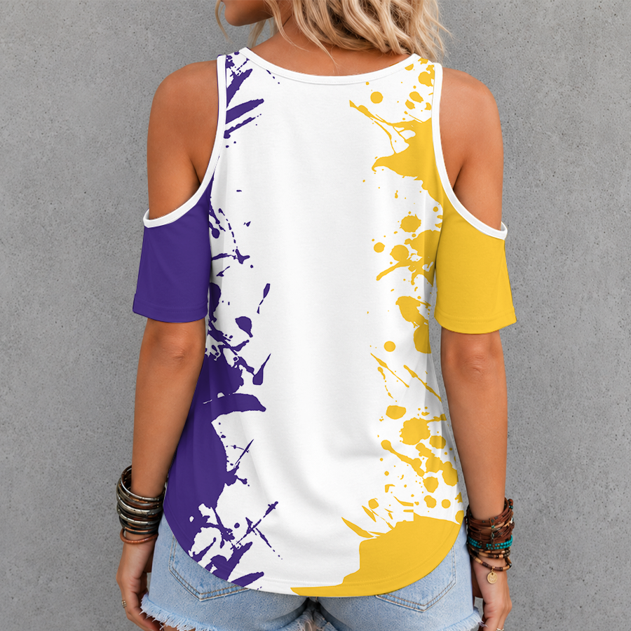 [SPECIAL OFFER] NEW CUSTOMIZED NFL05 MVK MINNESOTA VIKINGS CRISS CROSS V-NECK TOP