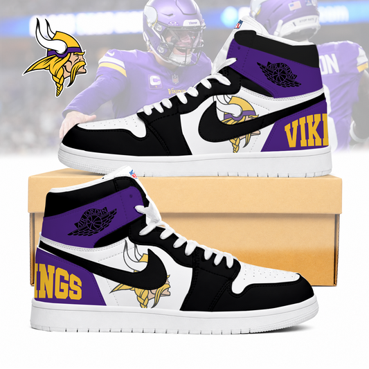 LIMITED EDITION - NEW CUSTOMIZED NFL05 MVK MINNESOTA VIKINGS AIR JORDAN SNEAKERS
