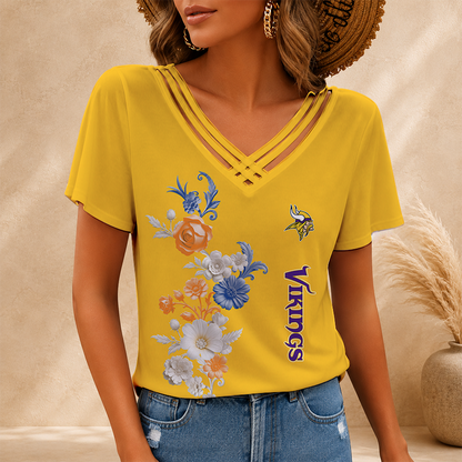 LIMITED EDITION - NEW CUSTOMIZED NFL05 MVK MINNESOTA VIKINGS V-NECK SHIRT