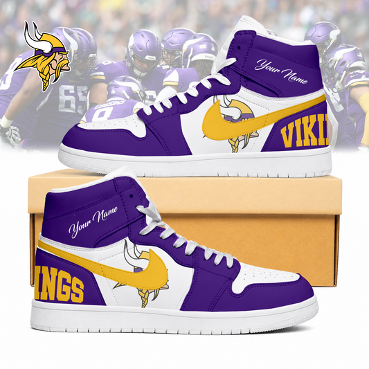 LIMITED EDITION - NEW CUSTOMIZED NFL05 MVK MINNESOTA VIKINGS AIR JORDAN SNEAKERS