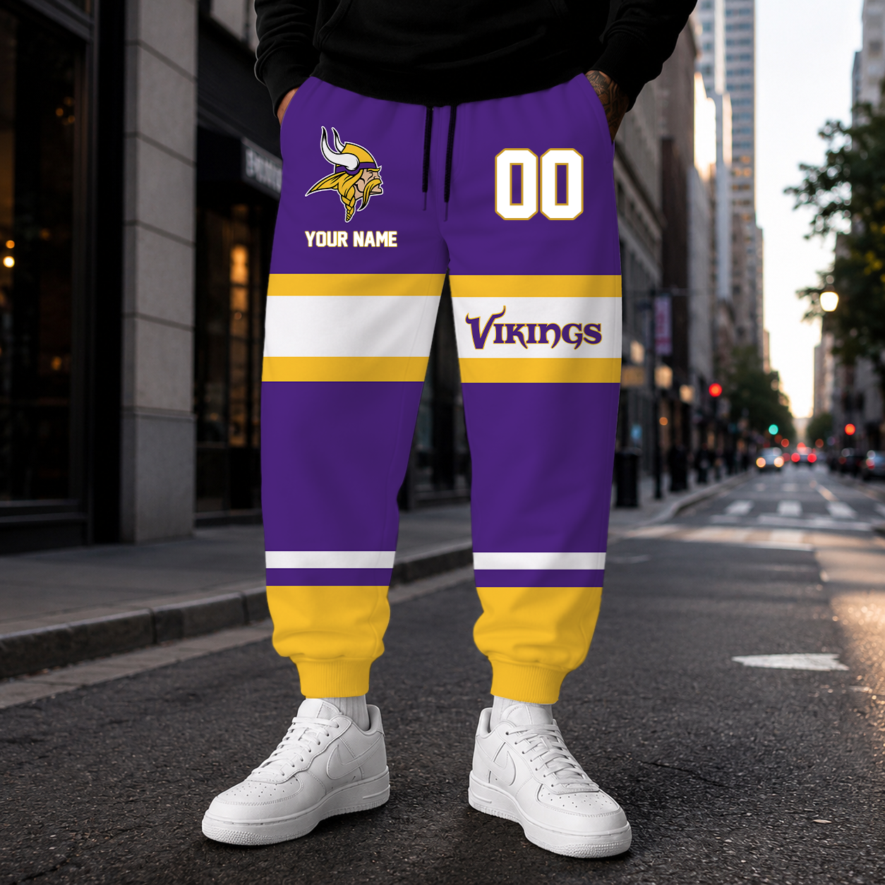 LIMITED EDITION - NEW CUSTOMIZED NFL05 MVK MINNESOTA VIKINGS SWEATPANTS