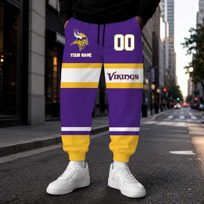 LIMITED EDITION - NEW CUSTOMIZED NFL05 MVK MINNESOTA VIKINGS SWEATPANTS