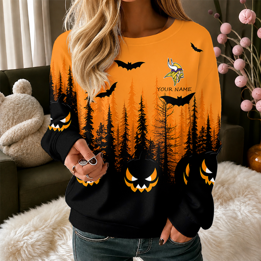 [SPECIAL OFFER] NEW CUSTOMIZED NFL05 MVK MINNESOTA VIKINGS UNISEX HALLOWEEN SWEATSHIRT