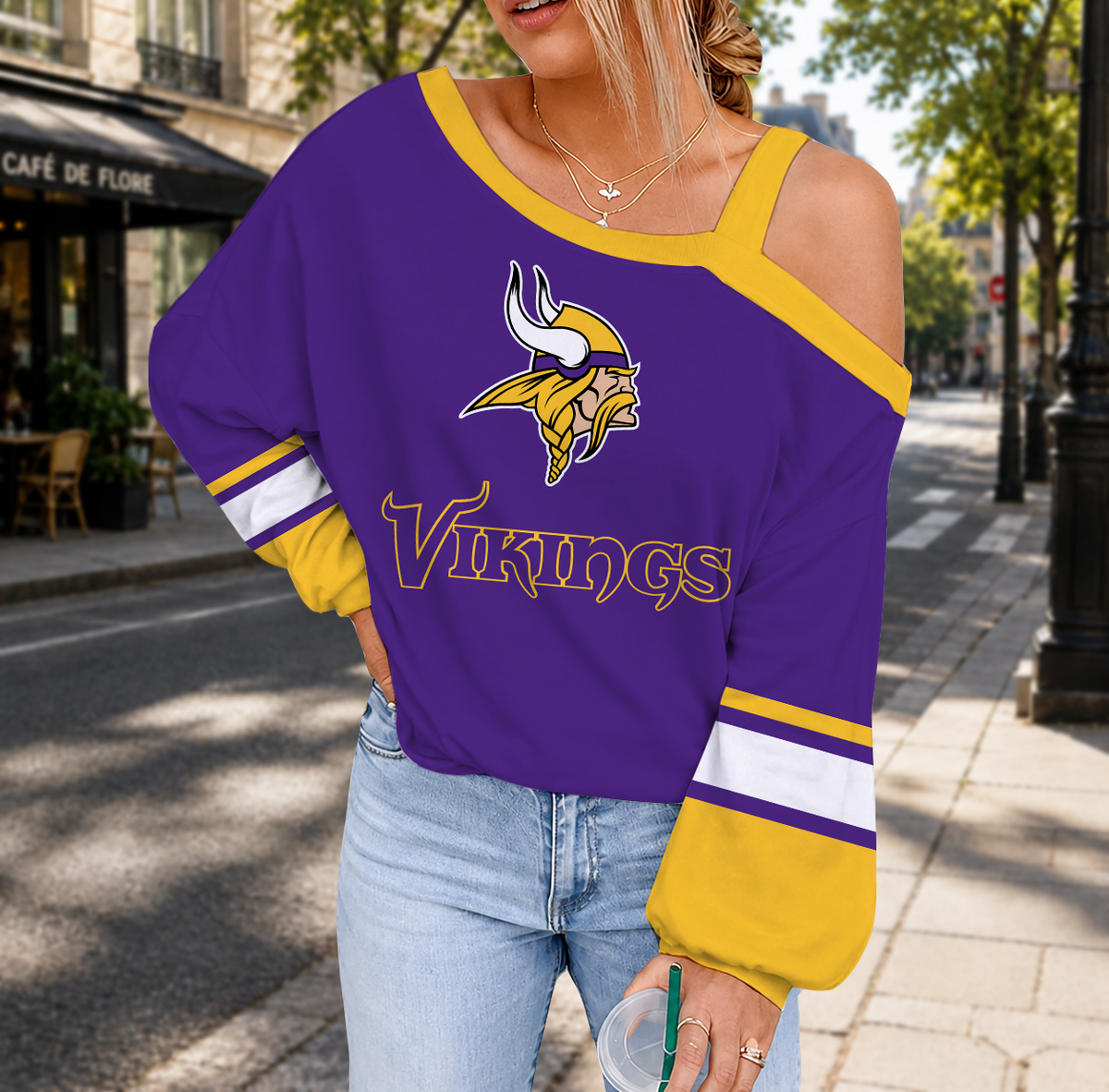 SPECIAL EDITION - NEW CUSTOMIZED NFL05 MVK MINNESOTA VIKINGS DROP SHOULDER SWEATSHIRT