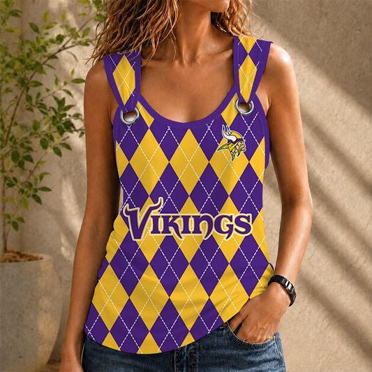 [SPECIAL OFFER] NEW CUSTOMIZED NFL05 MVK MINNESOTA VIKINGS O-RING SHOULDER TANK TOP