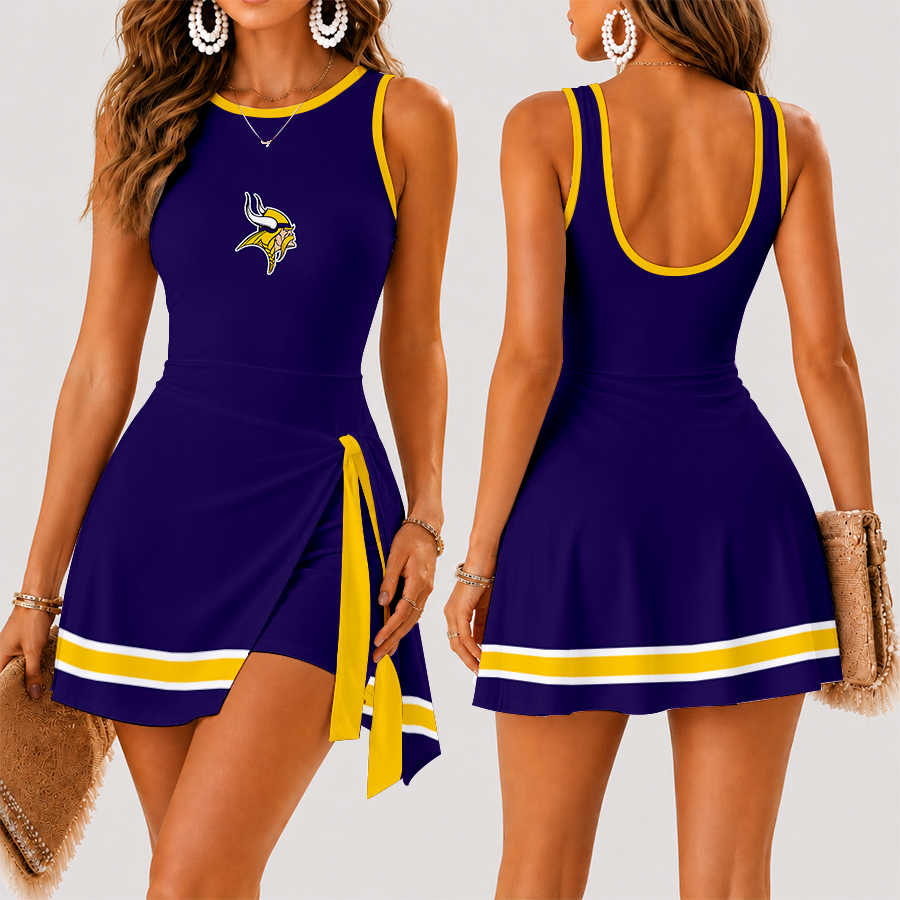 [SPECIAL OFFER] NEW CUSTOMIZED NFL05 MVK MINNESOTA VIKINGS WOMEN'S SUMMER SKORT DRESS