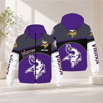 LIMITED EDITION - NEW CUSTOMIZED NFL05 MVK MINNESOTA VIKINGS WINDBREAKER JACKET