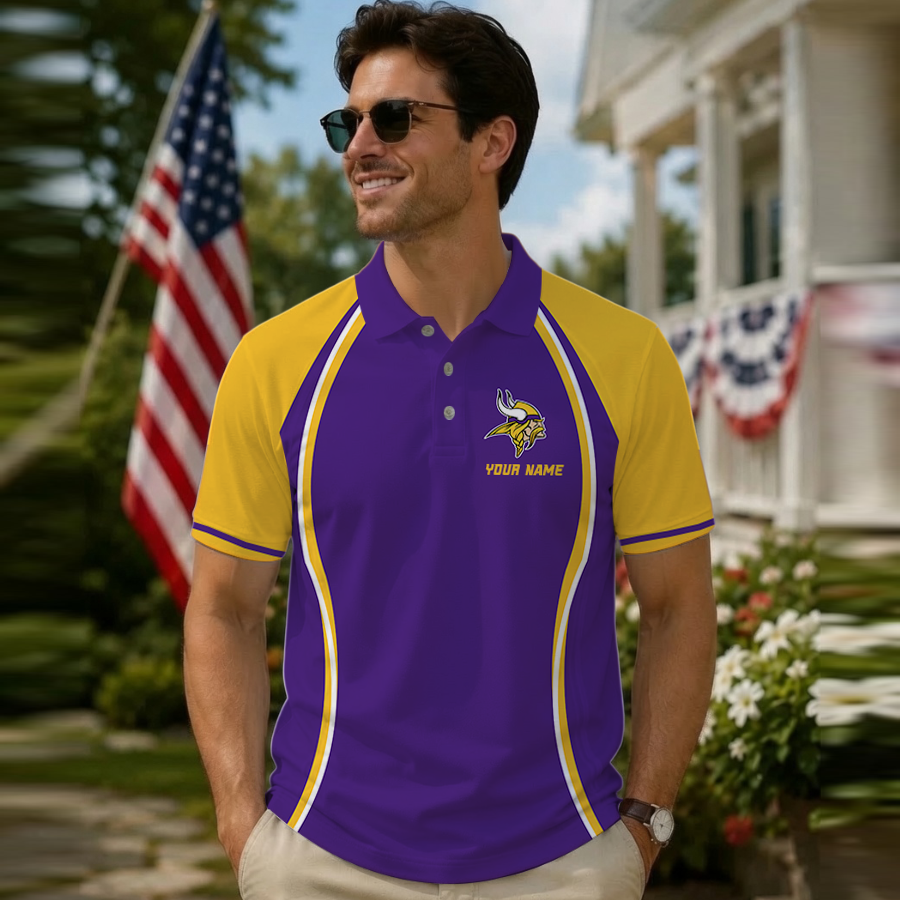 [SPECIAL OFFER] NEW CUSTOMIZED NFL05 MVK MINNESOTA VIKINGS POLO SHIRT